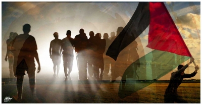 ناشطون فلسطينيون وسوريون يصنعون أكبر علم في العالم