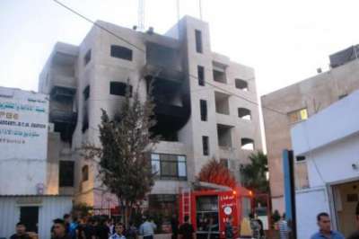 بالصور.. إحتراق مبنى تلفزيون فلسطين في رام الله