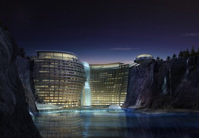 فندق ضخم تحت الأرض في شنغهاي بالصين ، مشروع جديد يتحدى الطبيعة