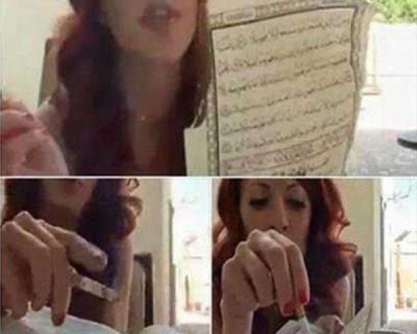بالصور.. قيادية في حزب تونسي تحرق القرآن الكريم بسيجارتها.. وتشغل غضباً عارماً في العالم