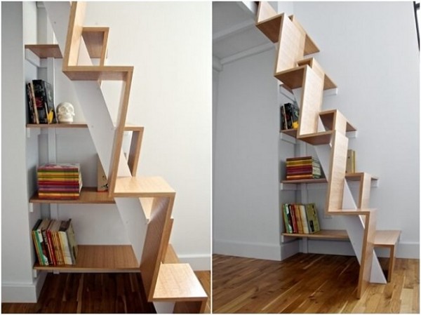 استغلال السلالم لتخزين الكتب بطريقة فنية 3910794404