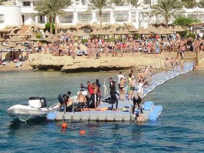 بريطانيان يلتقطان صورة لهجوم القرش على سائح روسي في شرم الشيخ