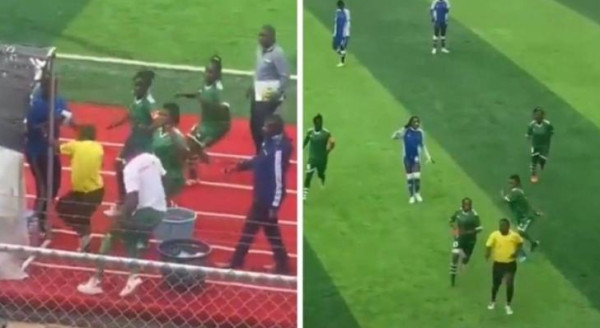 شاهد.. حكم مباراة يتعرض للعنف والضرب من قبل لاعبات كرة قدم في الكونغو