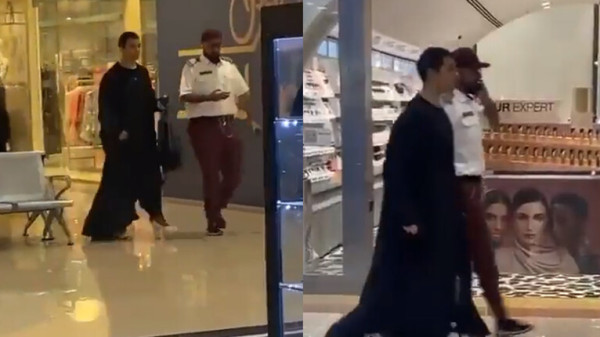 شاهد: شاب مصري يثير الضجة لتنكره بعباءة في مركز تسوق بالسعودية