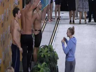 بالصور والفيديو.. طلب زواج مباشر من بطلة السباحة في الأولمبياد بلندن 2012