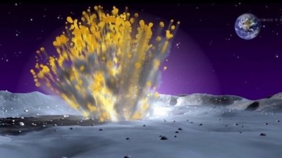 نيزك يزن 40 كيلوغراما يرتطم بسطح القمر مسببا وميضا شديدا