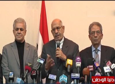 جبهة الانقاذ تعلن تمسكها بسحب الثقة من مرسي.. وتعلن البرادعي الممثل الوحيد للتفاوض باسمها