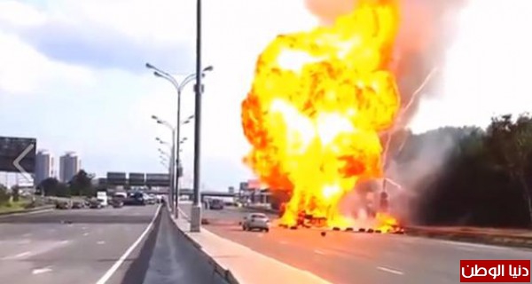 إنفجار أنابيب الغاز على الطريق السريع