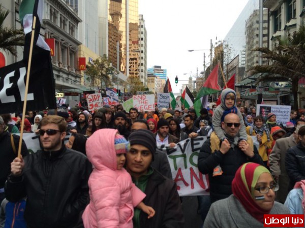 مظاهرة حاشدة تجوب شوارع أوكلاند بنيوزلندا تنديدا بالعدوان على غزة