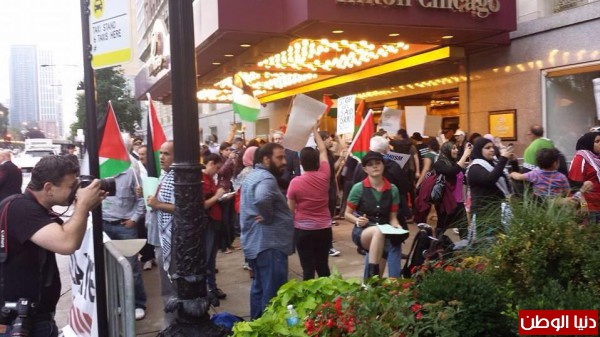 وقفة تضامنية ضد العدوان الاسرائيلي المتواصل على قطاع غزة  في شيكاغو