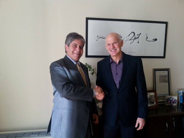 السفير طوباسي يلتقي جورج بابندريو رئيس وزراء اليونان السابق