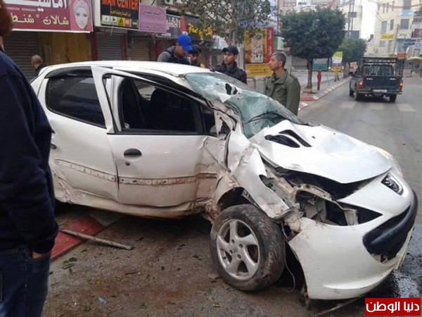 إصابة متوسطة في حادث سير ذاتي وسط مدينة جنين