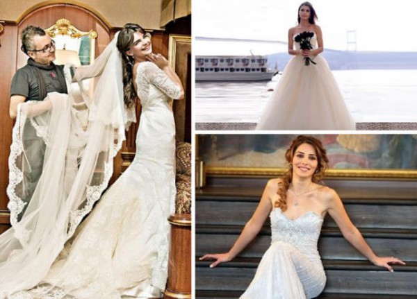 من النجمة التركية الأكثر أناقة بفستان الزفاف
