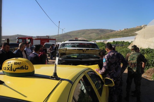 أصابة 11 مواطن في حادث سير على مدخل بلدة طمون