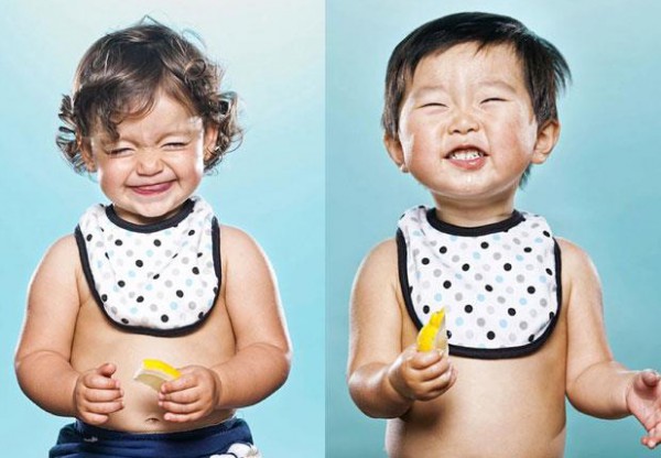 أطفال يتذوقون الليمون لأول مرة