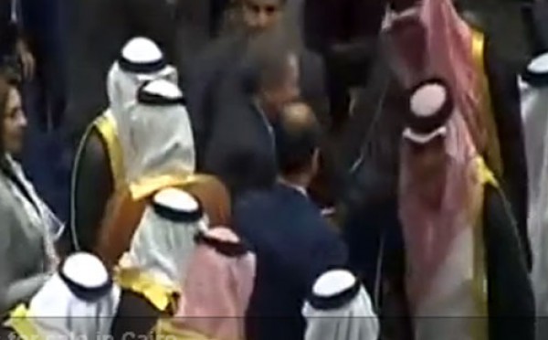 فيديو..عكاشة يصافح الأمراء بالقمة العربية