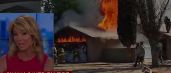 فيديو .. رجل إطفاء يسقط من خلال سقف منزل يحترق +18