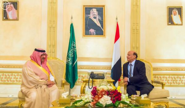 الرئيس هادي يلتقي  بصاحب السمو الملكي الأمير محمد بن نايف بن عبدالعزيز
