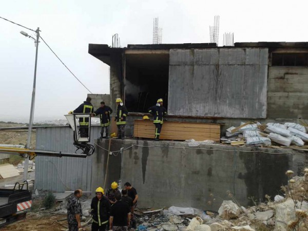 حريق ضخم في منجره ببلدة مسحه في محافظة سلفيت