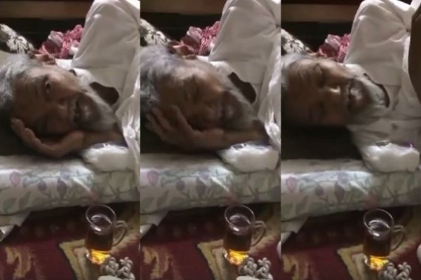بالفيديو.. رجل مسن على فراش المرض يوصي ابنه بالصلاة