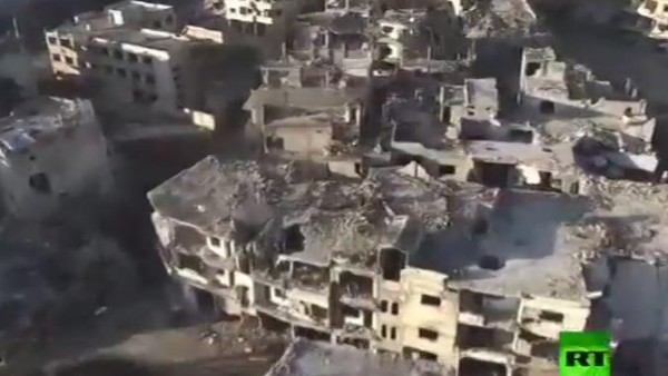 فيديو يظهر حجم الدمار الذي لحق بمدينة حمص السورية