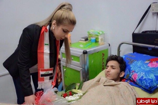 الدكتورة رفيف الياسري تزور جنود الحشد الشعبي في المستشفى