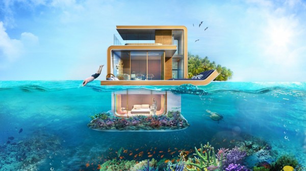 تصاميم فريدة لمنازل نصفها فوق الماء والنصف الأخر تحت الماء