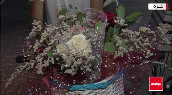 بائع الورد ينشر السعادة في شوارع غزة (فيديو)
