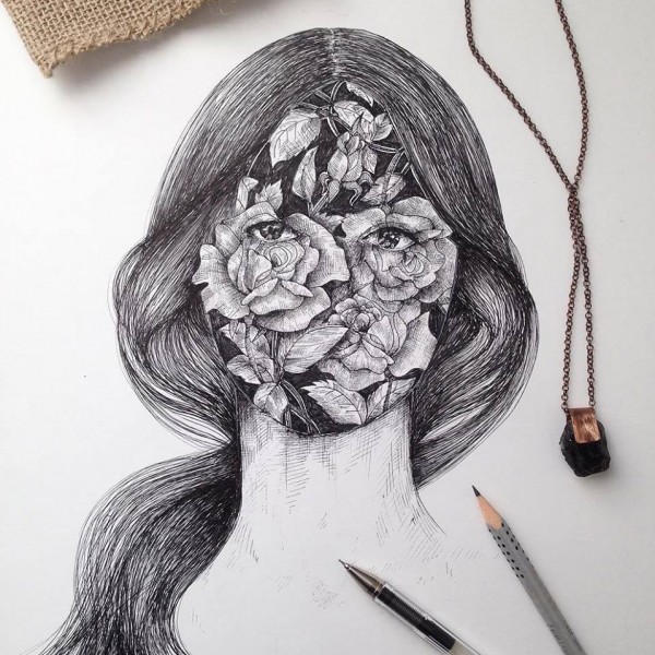 رسومات بإستخدام القلم الجاف