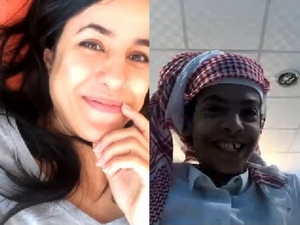 فتاة عربية تغازل أبو سن وتنعته ب"المز" ثم ترقص معه على أنغام الموسيقى السعودية