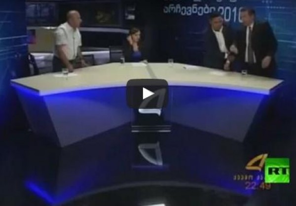 مرشحان جورجيان يتشاجران في أثناء بث حي