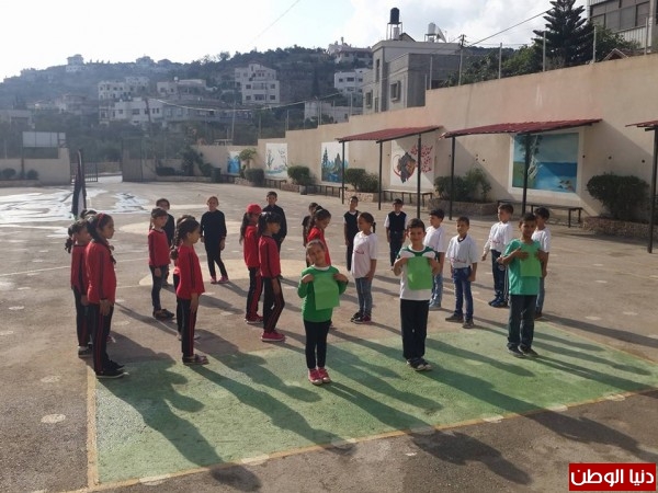 فعاليات متعددة أنشطة رياضية في مدرسة الحاج سامي القبج ورسم العلم والخارطة الفلسطينية بأجساد المشاركين