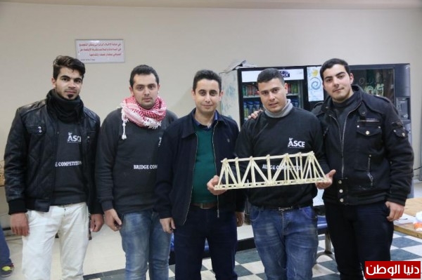جامعة النجاح تستضيف وتتوج بالبطولة الأولى لبناء الجسور الخشبية 2016