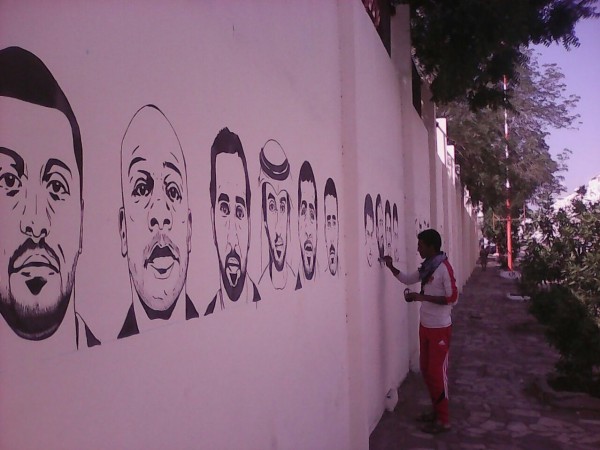 عدن تستكمل المرحلة الثانية لرسم شهداء السعودية والإمارات والحراك على "جداريه" في شوارعها