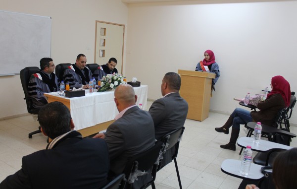 مناقشة رسالة ماجستير في القانون التجاري في الجامعة العربية الامريكية
