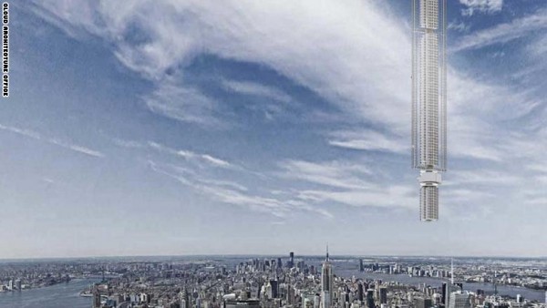 برج معلق بكويكب بالسماء في دبي