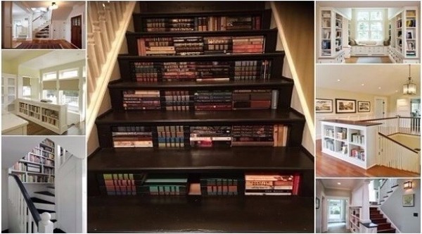 استغلي السلالم لتخزين الكتب بطريقة فنية رائعة