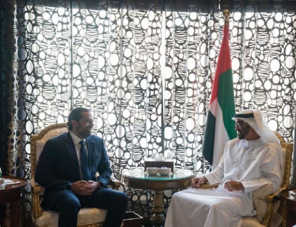 الرئيس المستقيل "الحريري" يبحث مع زايد الأوضاع اللبنانية