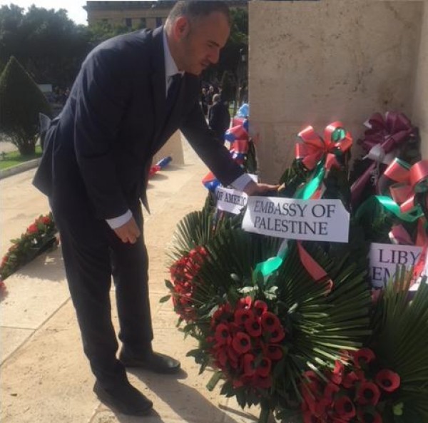 سفير فلسطين لدى مالطا يشارك باحياء ذكرى استشهاد عرفات