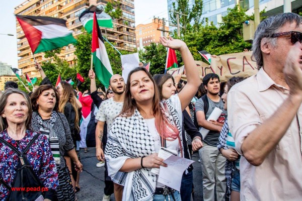 تشيلي: الفيدرالية الفلسطينية تنظم مظاهرة غاضبة أمام السفارة الأمريكية