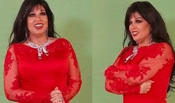 صور: فيفي عبده بفستان أحمر قصير وبكامل أنوثتها