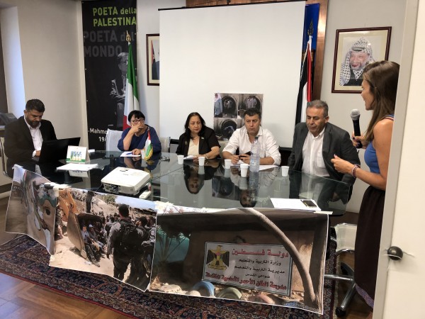 مؤتمر صحفي في سفارة فلسطين في إيطاليا حول الخان الاحمر وقانون القومية