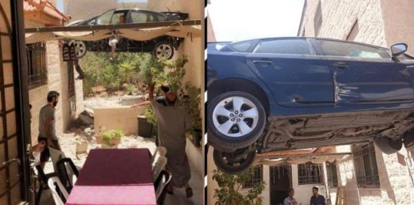 شاهد: سيارة معلقة في الهواء بالأردن.. ما قصتها؟