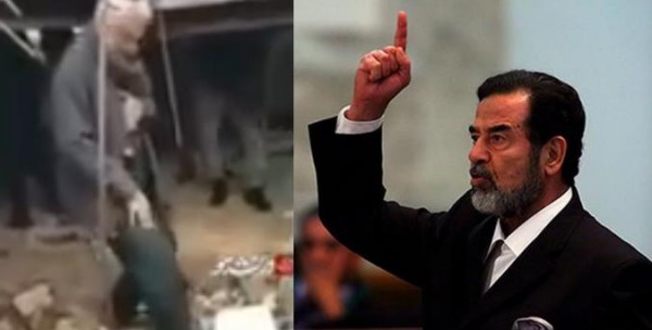 شاهد: قائد بالحرس الثوري الإيراني يدوس قبر "صدام حسين"