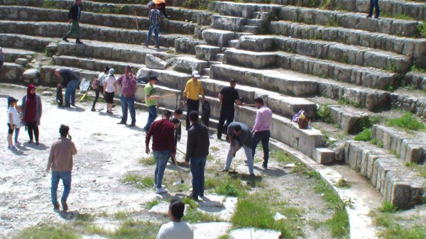 مباردة شبابية لتنظيف الأماكن الأثرية في سبسطية  لمتطوعي طاقم شؤون المرأة