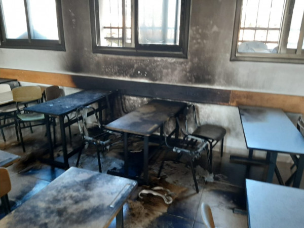 التربية: إحراق صف مدرسي على أيدي مستوطنين في عينابوس جريمة