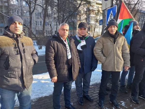 التجمع الفلسطيني للوطن والشتات بأوكرانيا يشارك بالوقفة ضد (صفقة القرن)