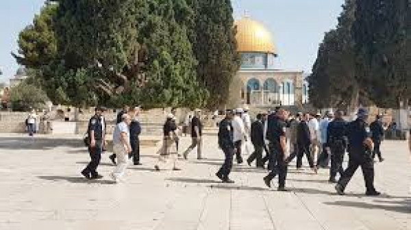 عشرات المستوطنين يقتحمون الأقصى واعتقال خمسة شبان في القدس