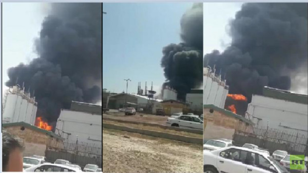 اندلاع حريق عقب انفجار بمصنع لإنتاج المنظفات بمدينة قزوين شمال إيران