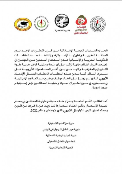 منظمات شبابية مشتركة: سبتة و مليلية أراضٍ مغربية محتلة